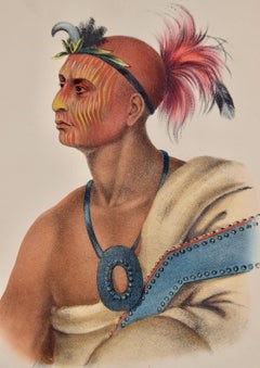 Tah-Col-O-Quoit: Litografía original McKenney & Hall coloreada a mano del siglo XIX