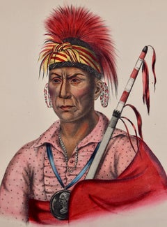Tah-Ro-Hon, An Ioway Warrior: Original Hand-colored McKenney & Hall Lithograph