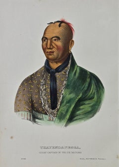 Thayendanegea, Großer Kapitän: Original handkolorierte Original-Lithographie McKenney & Hall