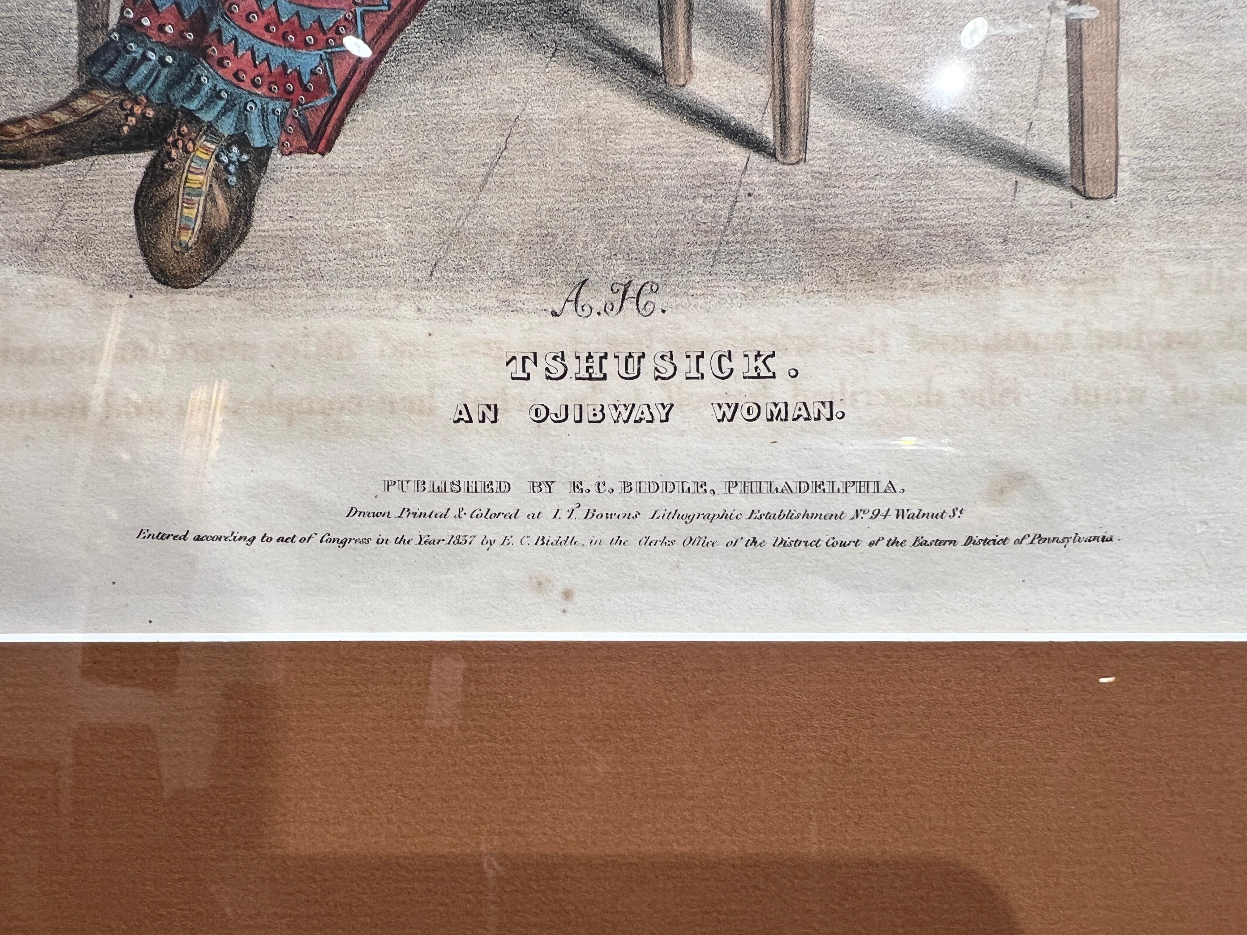 Tshusick, An Ojibway Woman - American Realist Print by McKenney & Hall