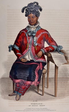 Tshusick, Ojibway Frau: Originale handkolorierte Folio-Lithographie von McKenney & Hall