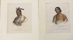 Antique Two Lithographs of Indians, McKenny and Hall 19th C.