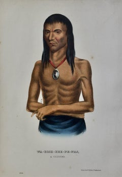 Wa-Bish-Kee-Pe-Nas, A Chippewa: Original handkolorierte McKenney & Hall-Lithographie