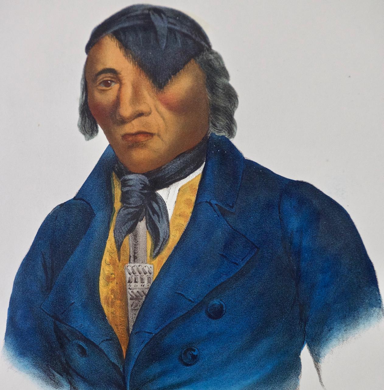 Waa-Pa-Shaw, Sioux Chief : une lithographie originale colorée à la main par McKenney & Hall en vente 2