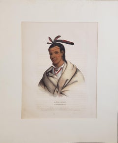 "Wooden Ladle" A Winnebago Brave Lithograph Portrait by McKenney & Hall