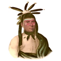 McKenney & Hall Litografía pintada a mano "AMISKQUEW"; Rice & Clark Publicada 1843