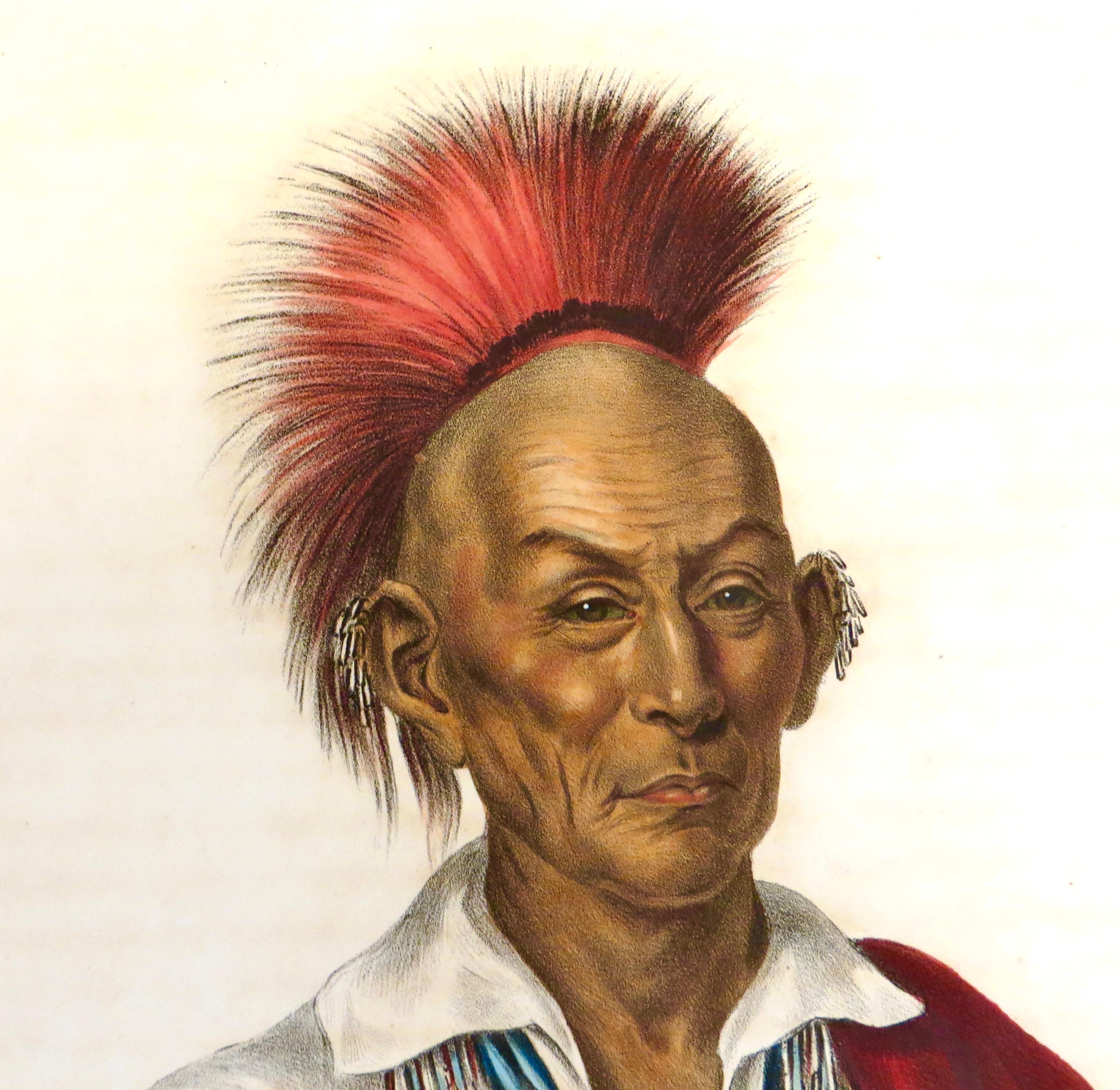 Américain Lithographie peinte à la main de McKenney & Hall 