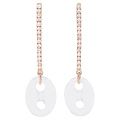 Mckenzie Liautaud 14 Kt Rose Gold Diamond Accent Drop Rock Crystal Earrings