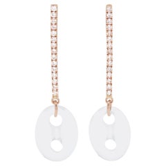 Mckenzie Liautaud 14 Kt Rose Gold Diamond Accent Drop Rock Crystal Earrings 