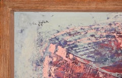 "Related Fragments/Fossils" Abstract Textured Organic Blue and Pink Painting