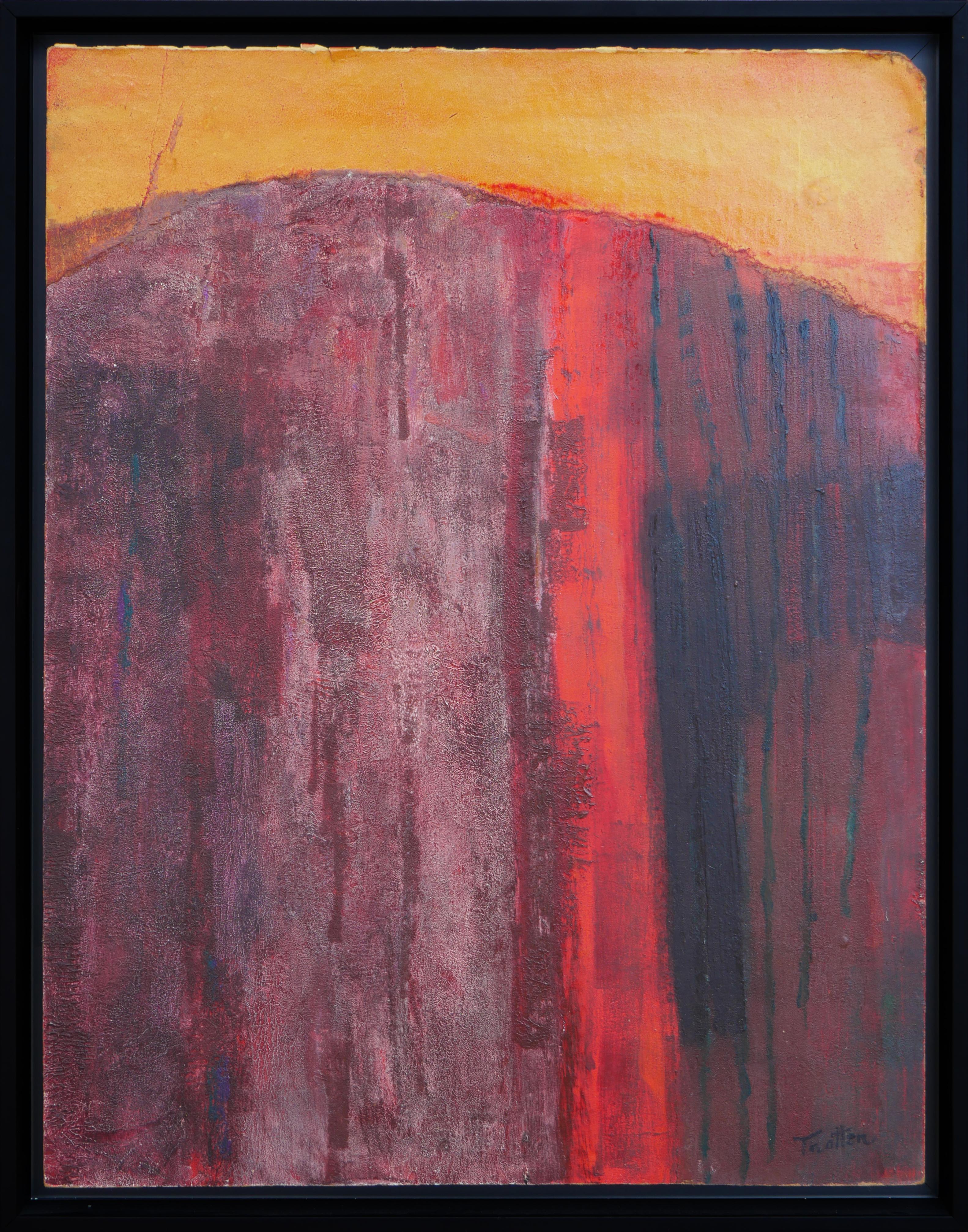 McKie Trotter Landscape Painting - "Road and Half Arch" Maroon, Red, and Orange Abstract Modernist Painting