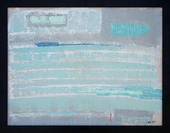 "Silverscape #2" Light Tan Abstract Modernist Geometric Painting