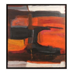 "Untitled 3" Modern Abstract Black and Orange Color Field Painting