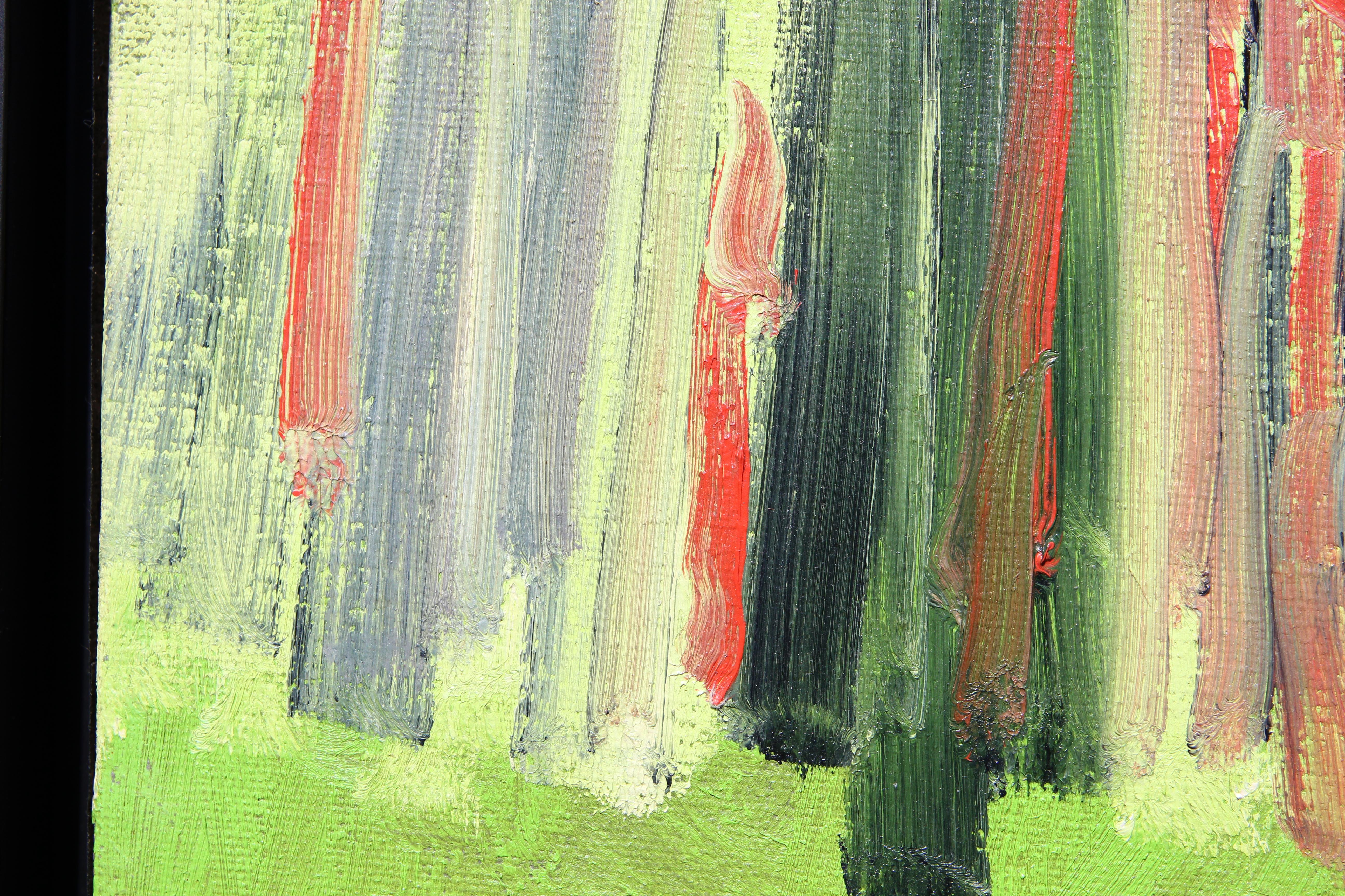 Untitled Abstract Colorful Green and Orange Striped Painting 3