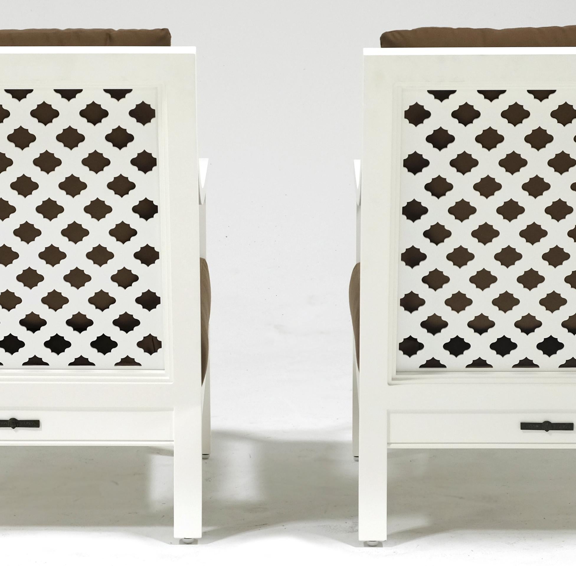 Modern Pair of duVal Club Chairs, Outdoor Garden Furniture by McKinnon and Harris