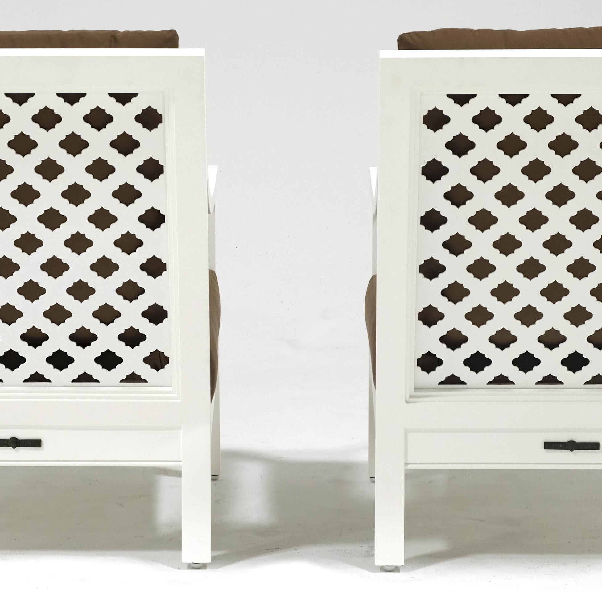 Modern Pair of duVal Club Chairs, Outdoor Garden Furniture by McKinnon and Harris 