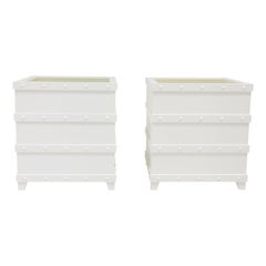 McKinnon and Harris Pair of Inverlussa Palm Boxes with Rivets in Classic White