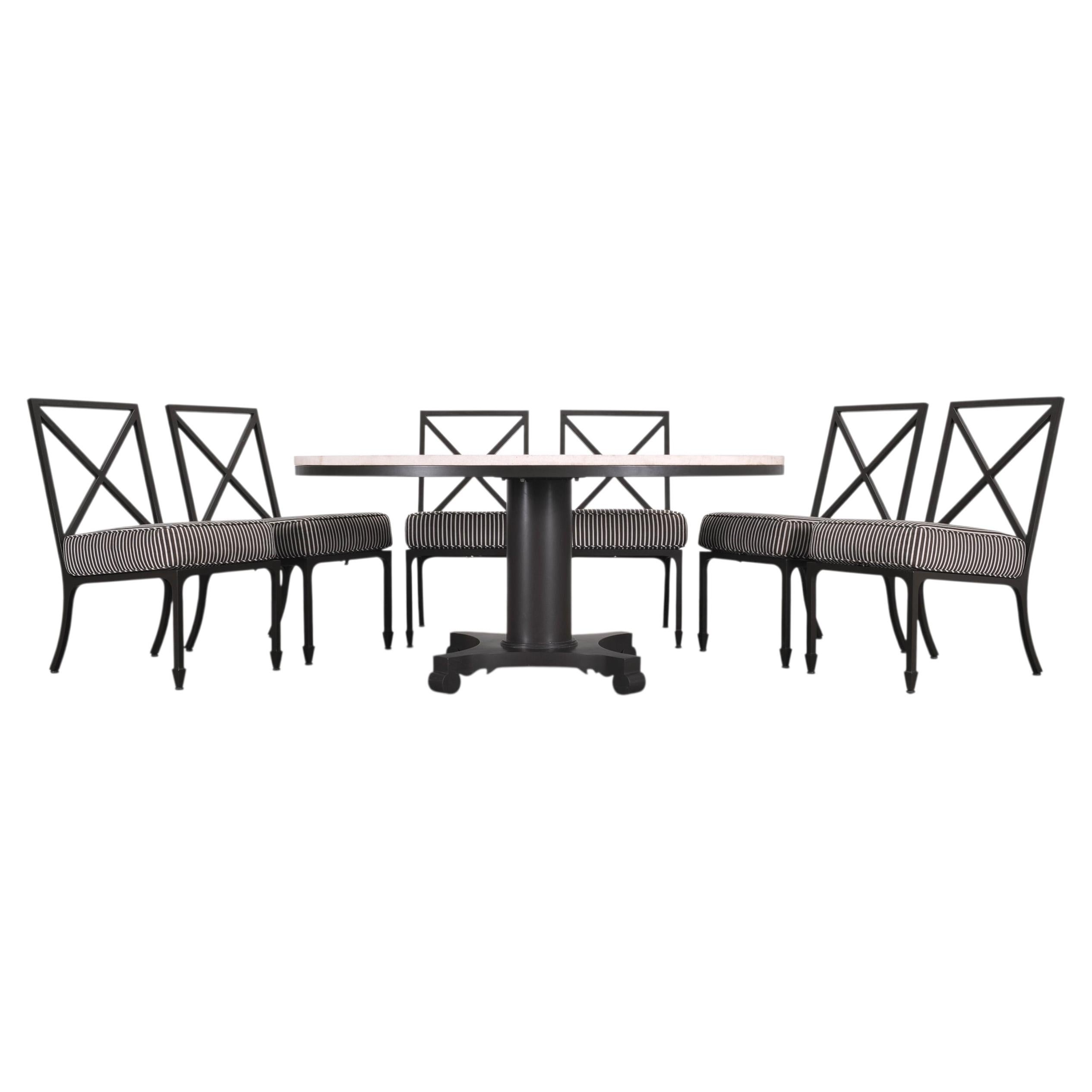 McKinnon and Harris Stone Top Dining Table and Six Dining Chairs For Sale
