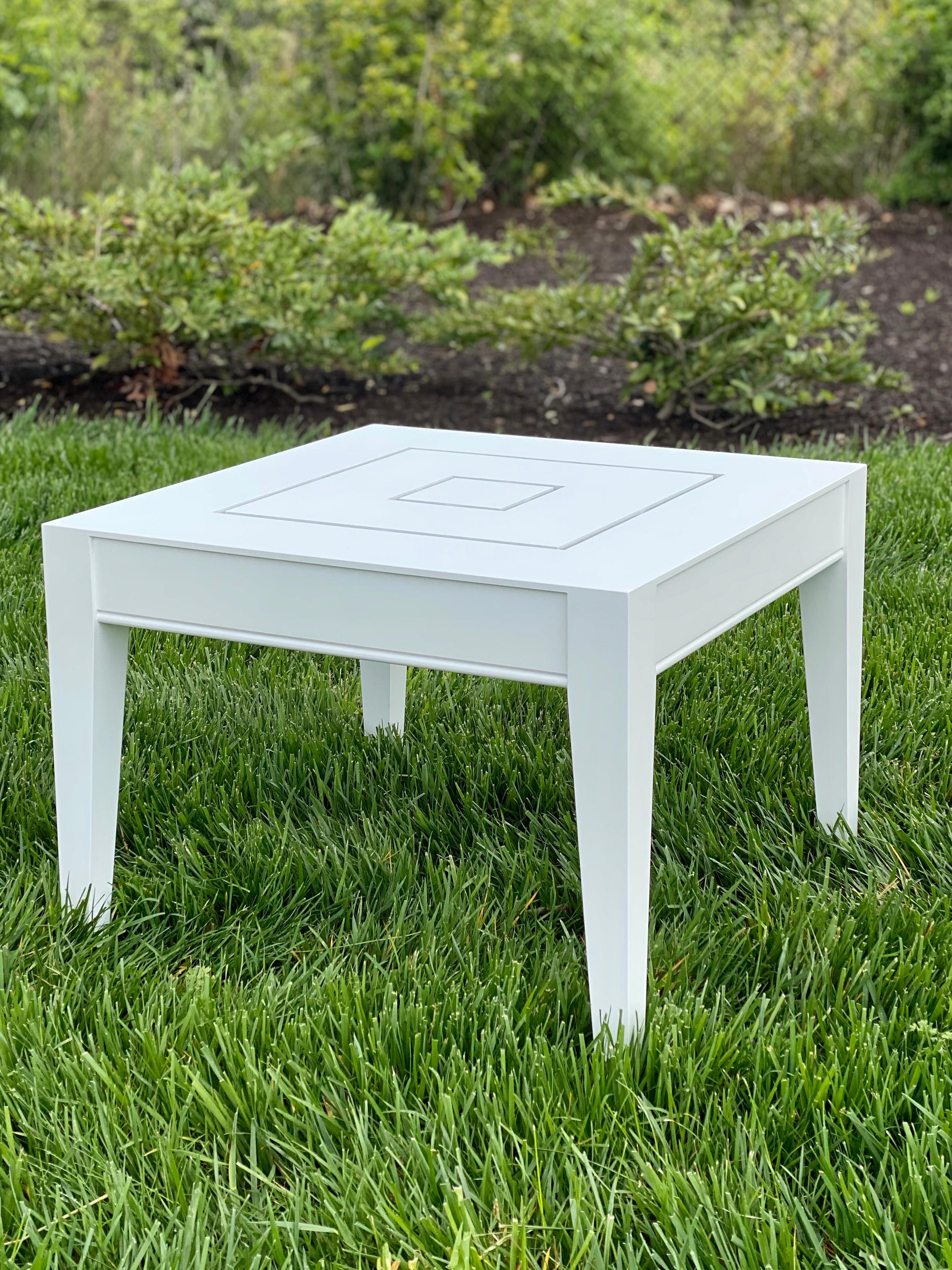 Wyatt Square Side Table, Outdoor Garden Furniture by McKinnon and Harris  In Excellent Condition In  Richmond, VA