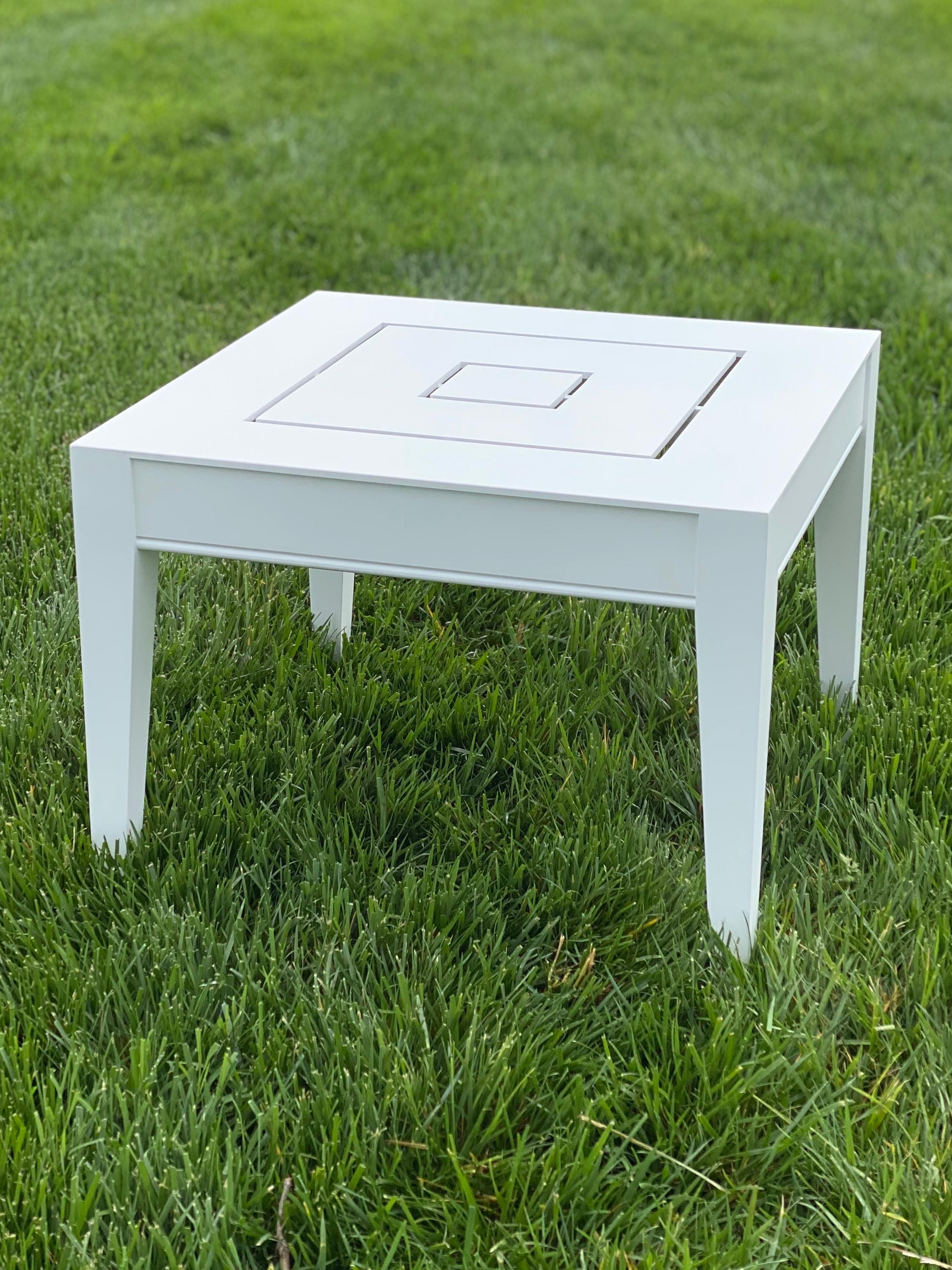 Aluminum Wyatt Square Side Table, Outdoor Garden Furniture by McKinnon and Harris 