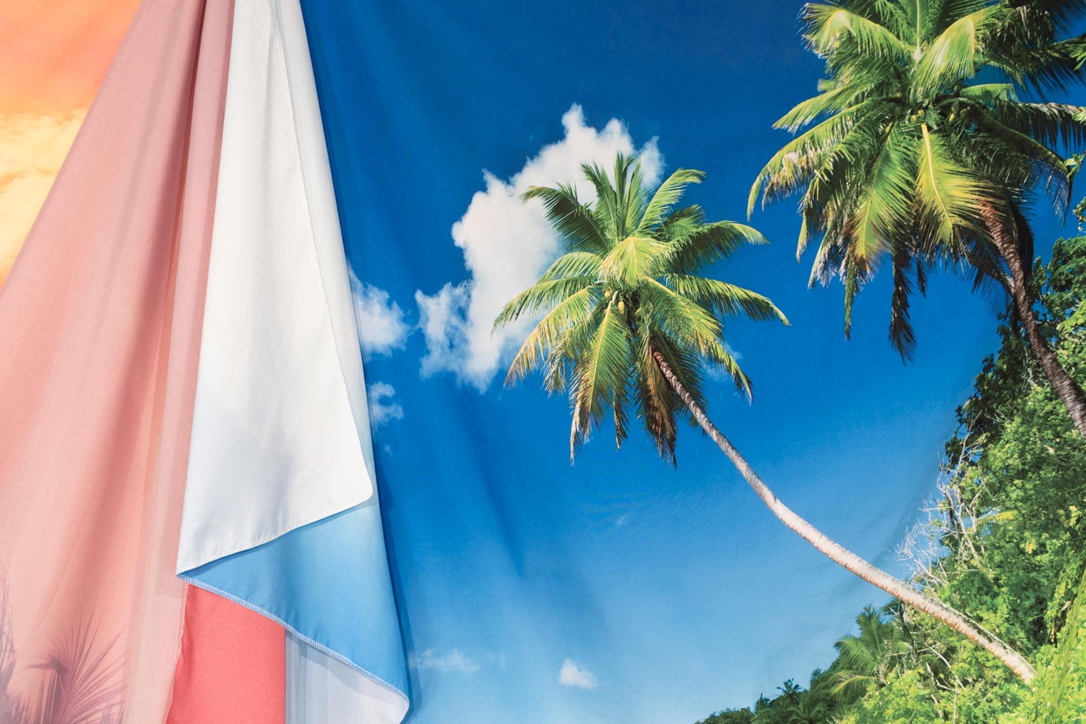 AS FAR AS A VIEW - Folded Tapestry Collage of Scenic Landscapes w/ Palm Trees - Photograph by McLean Fahnestock