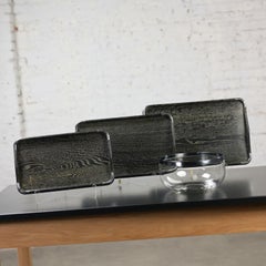 MCM 1 Dorothy Thorpe Serving Bowl & 3 Nasco Ceruse Wood & Chrome Nesting Trays