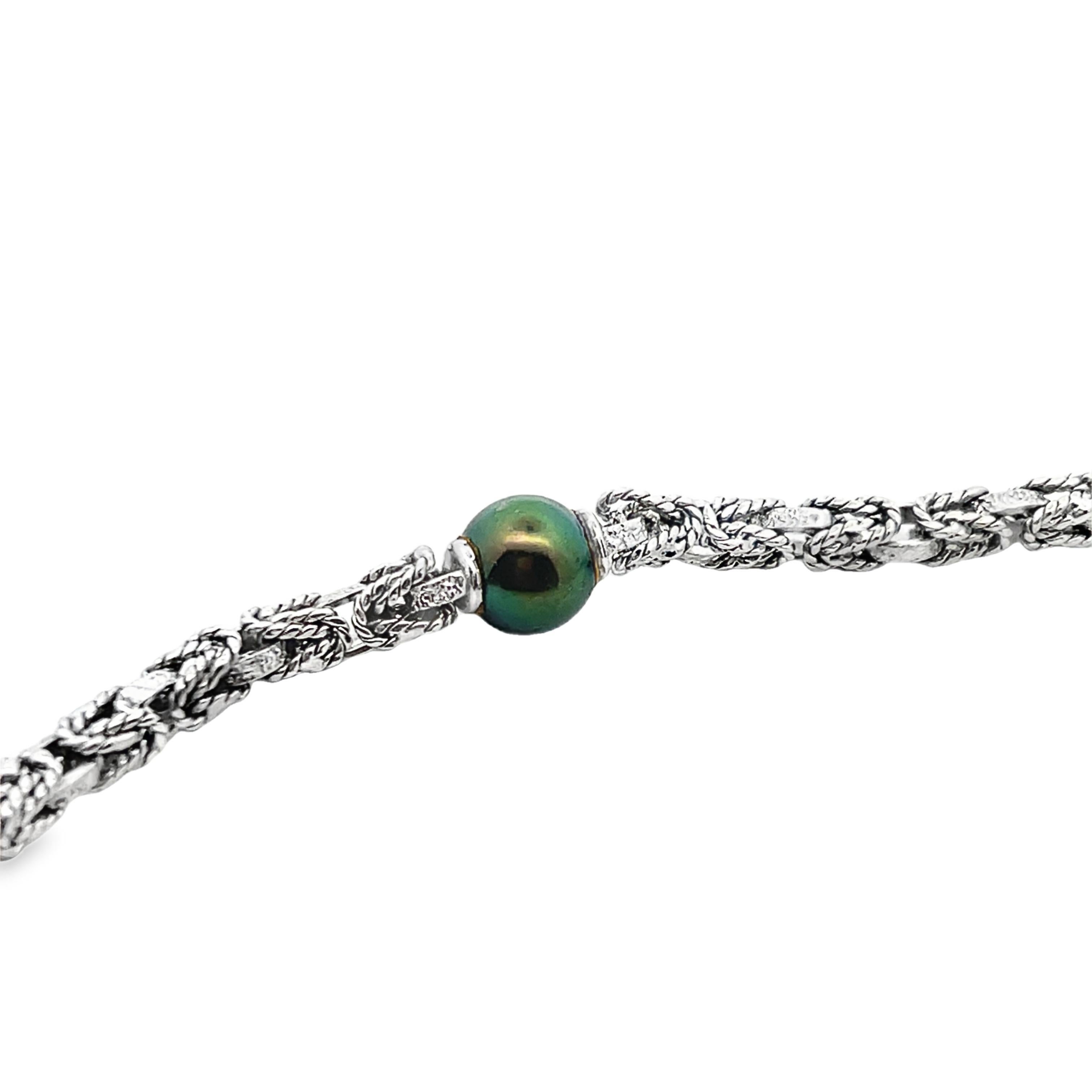 MCM 18k White Gold Akoya and Tahitian Long Pearl Necklace In Good Condition For Sale In Lexington, KY