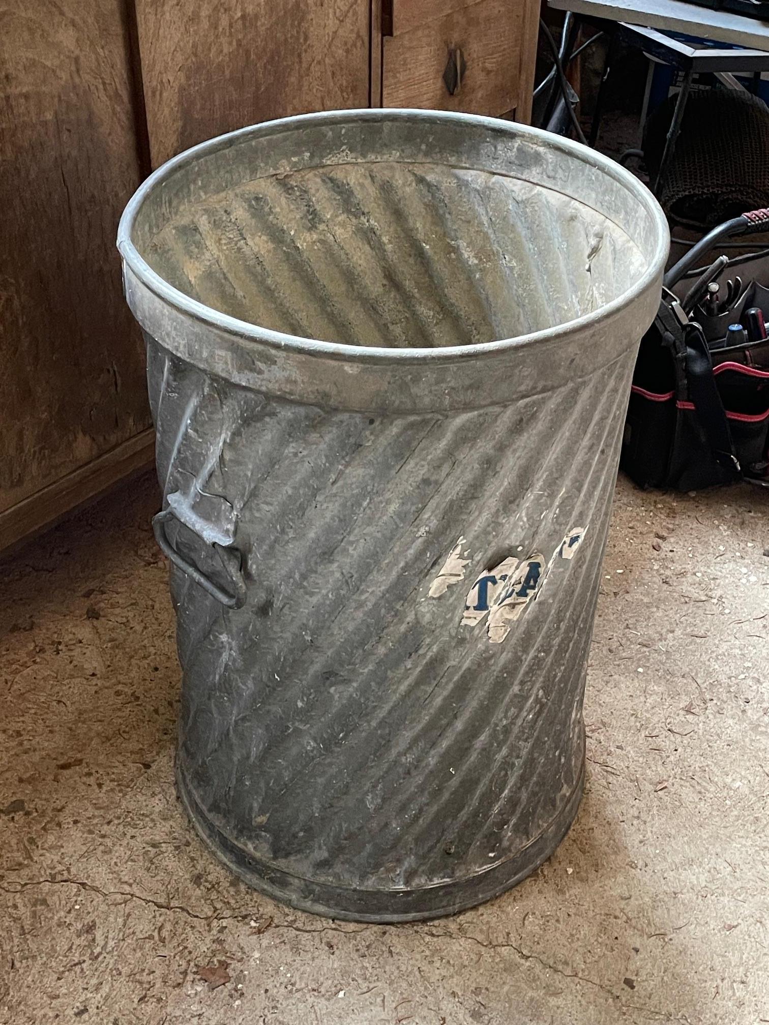 Very heavy interesting and hard to find galvanized can. For workshop, etc. We spotted one used in a scene of, 'Man in High Castle,' San Francisco, Season 1.