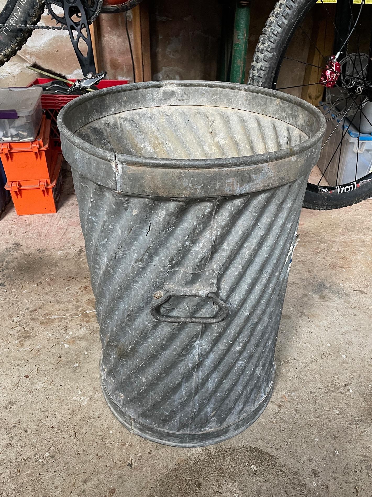 Mid-Century Modern MCM 1940s Architectural Spiral Trash Can Bin Man Cave Hotrod Porsche Garage For Sale