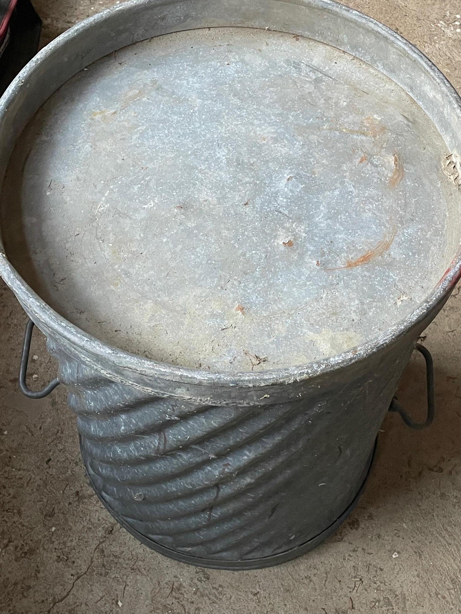 Galvanized MCM 1940s Architectural Spiral Trash Can Bin Man Cave Hotrod Porsche Garage For Sale