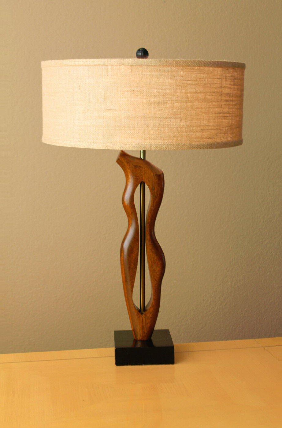 Mid-Century Modern MCM 1950s Heifetz Figural Wood Modern Art Abstract Female Form Table Lamp Oak For Sale