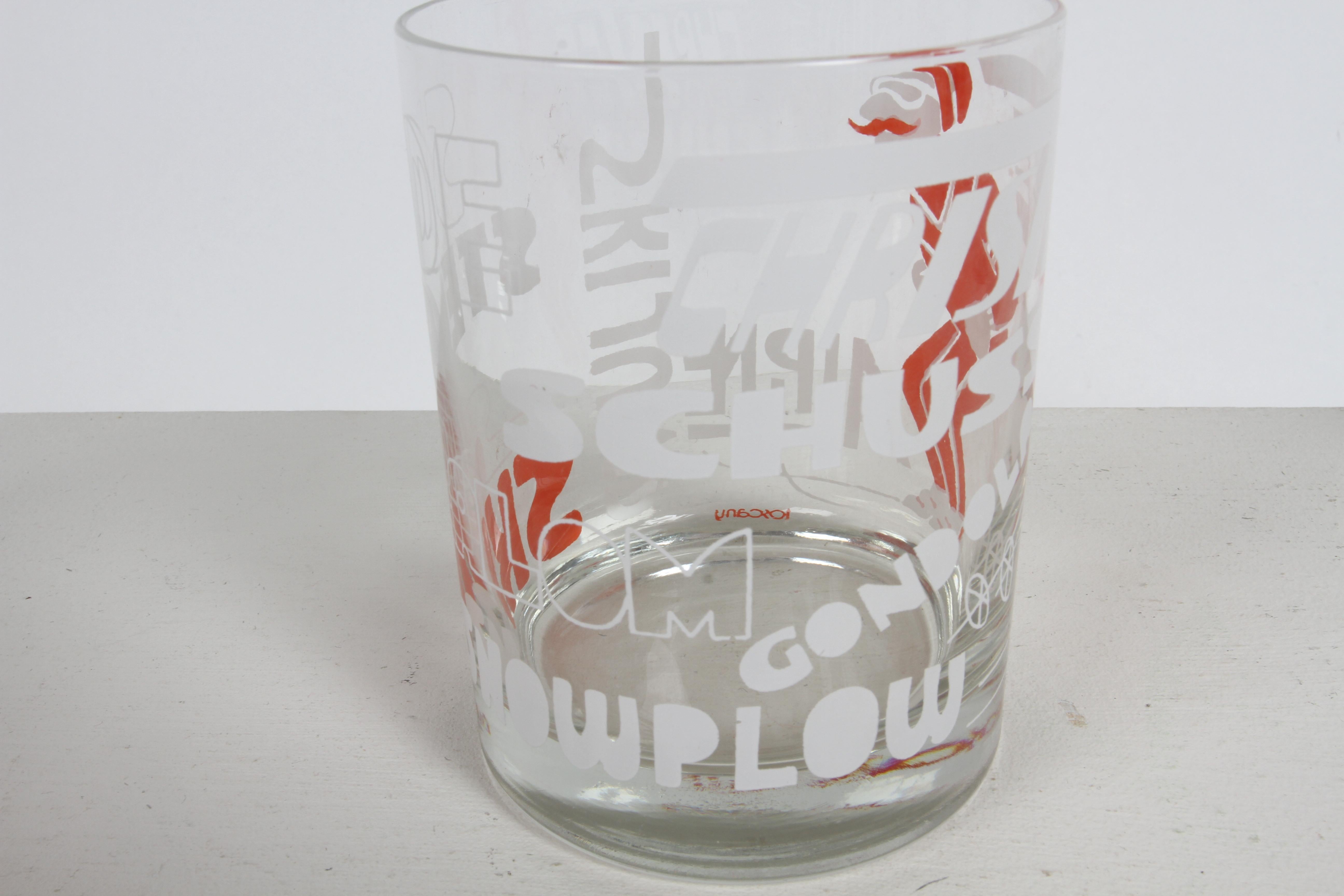 MCM 1970s Set of 6 Toscany Ski - Winter - Snow Theme Printed Bar Rocks Glasses For Sale 2