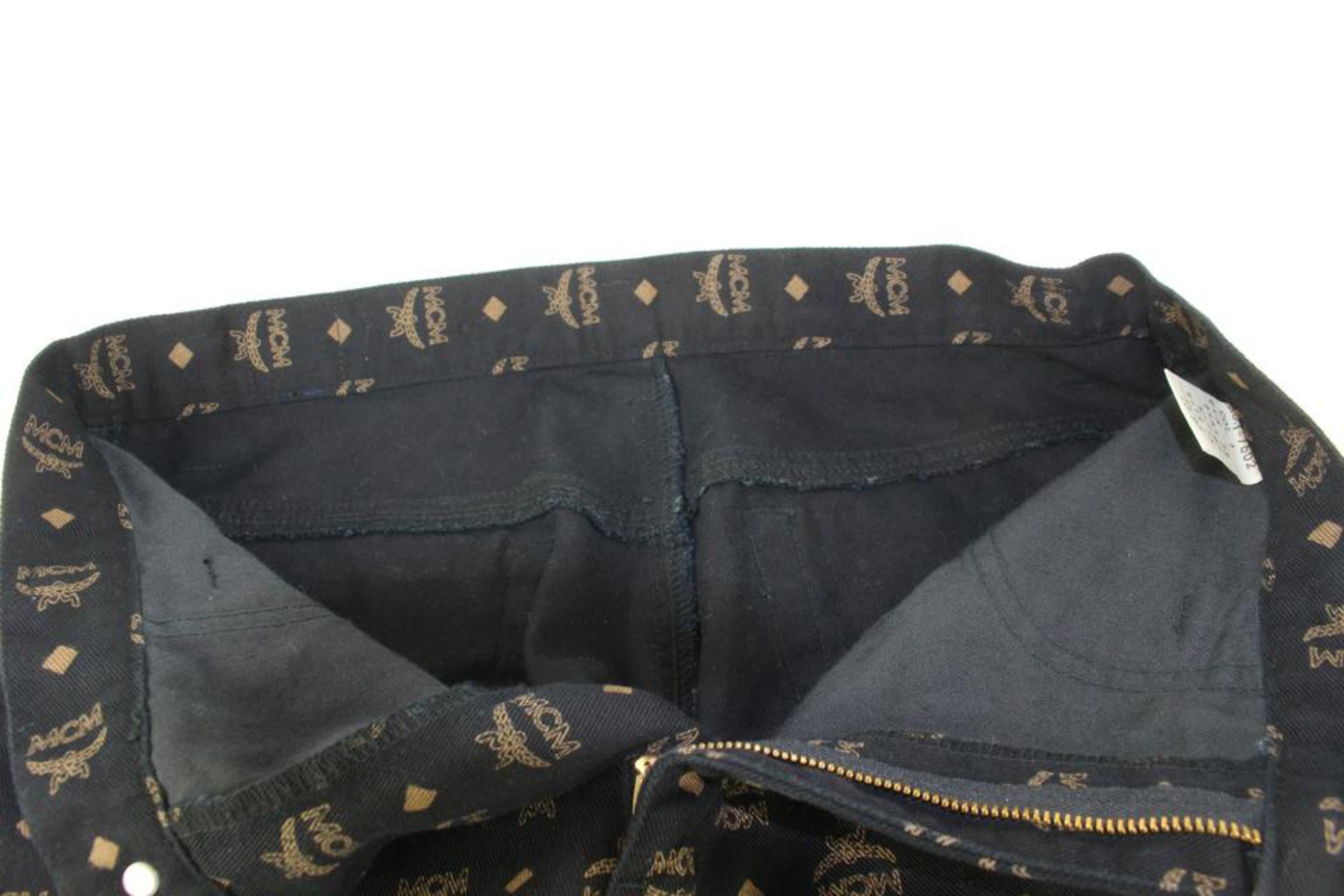 Jeans 28 pouces noirs Monogram Visetos Logo 2MCM1028 en vente 7