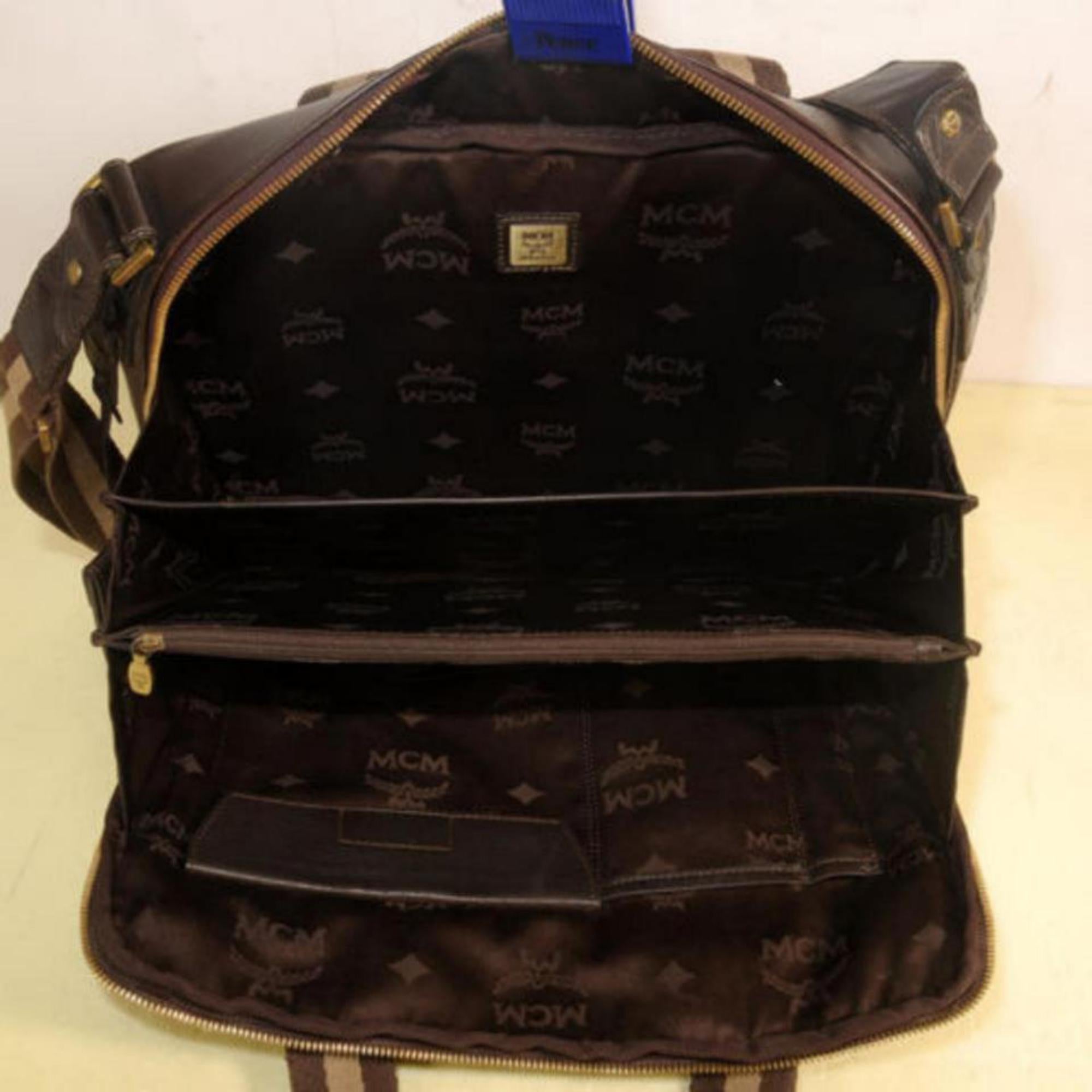 Black MCM 2way Briefcase 869708 Brown Leather Messenger Bag For Sale
