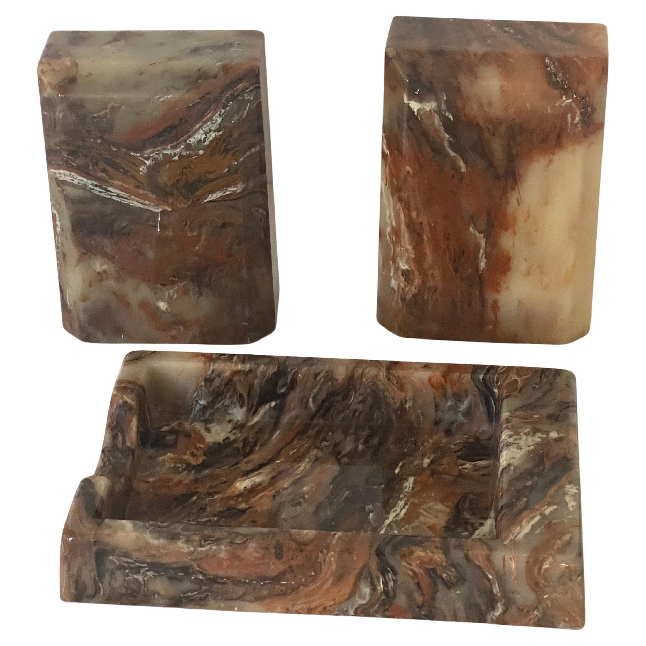 MCM Reggilibri in bachelite 3 pezzi con vassoio in vendita