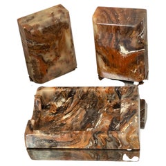 MCM 3 pcs Faux Marble Bookends with Tray