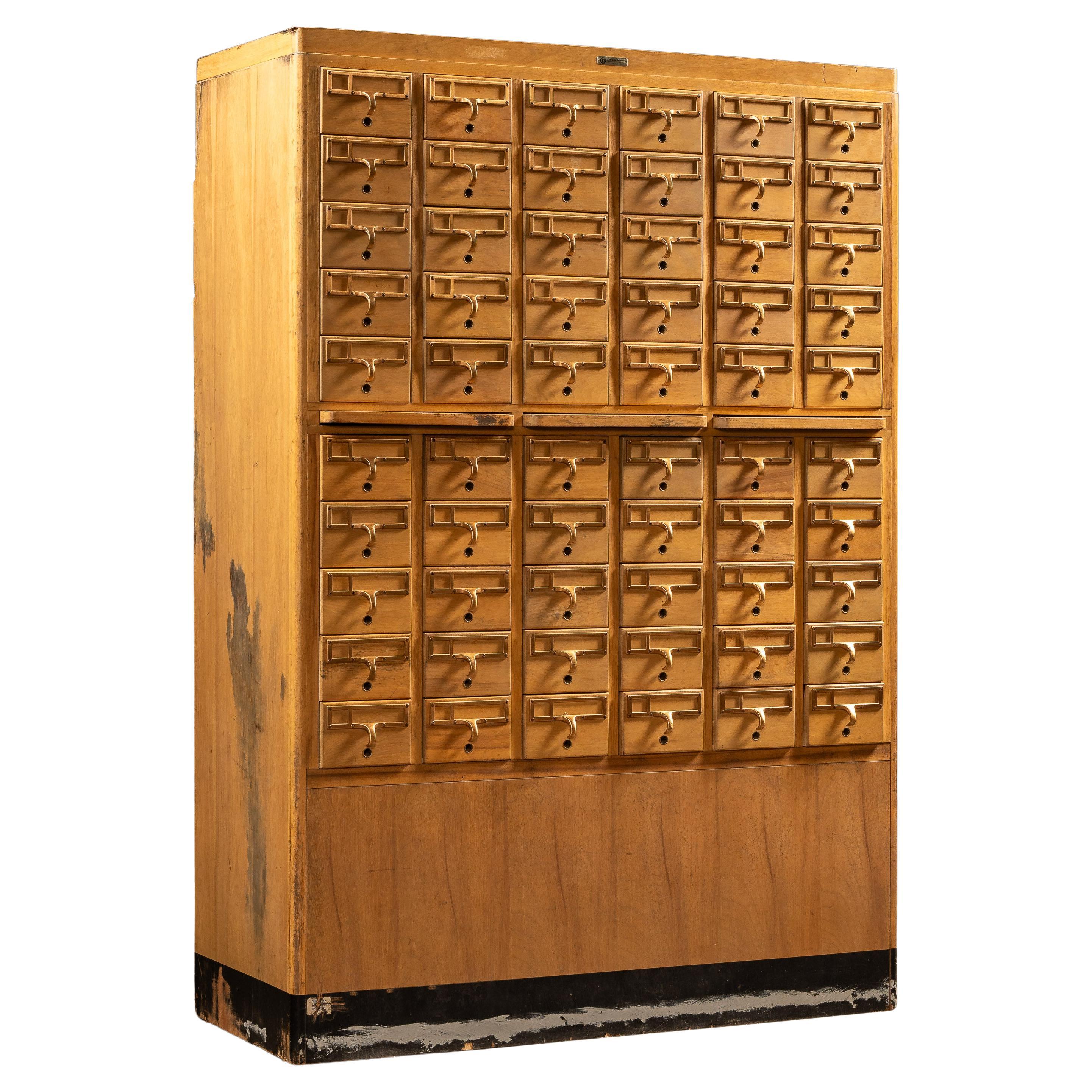 MCM 60-Drawer Maple Card Catalog by Library Bureau For Sale