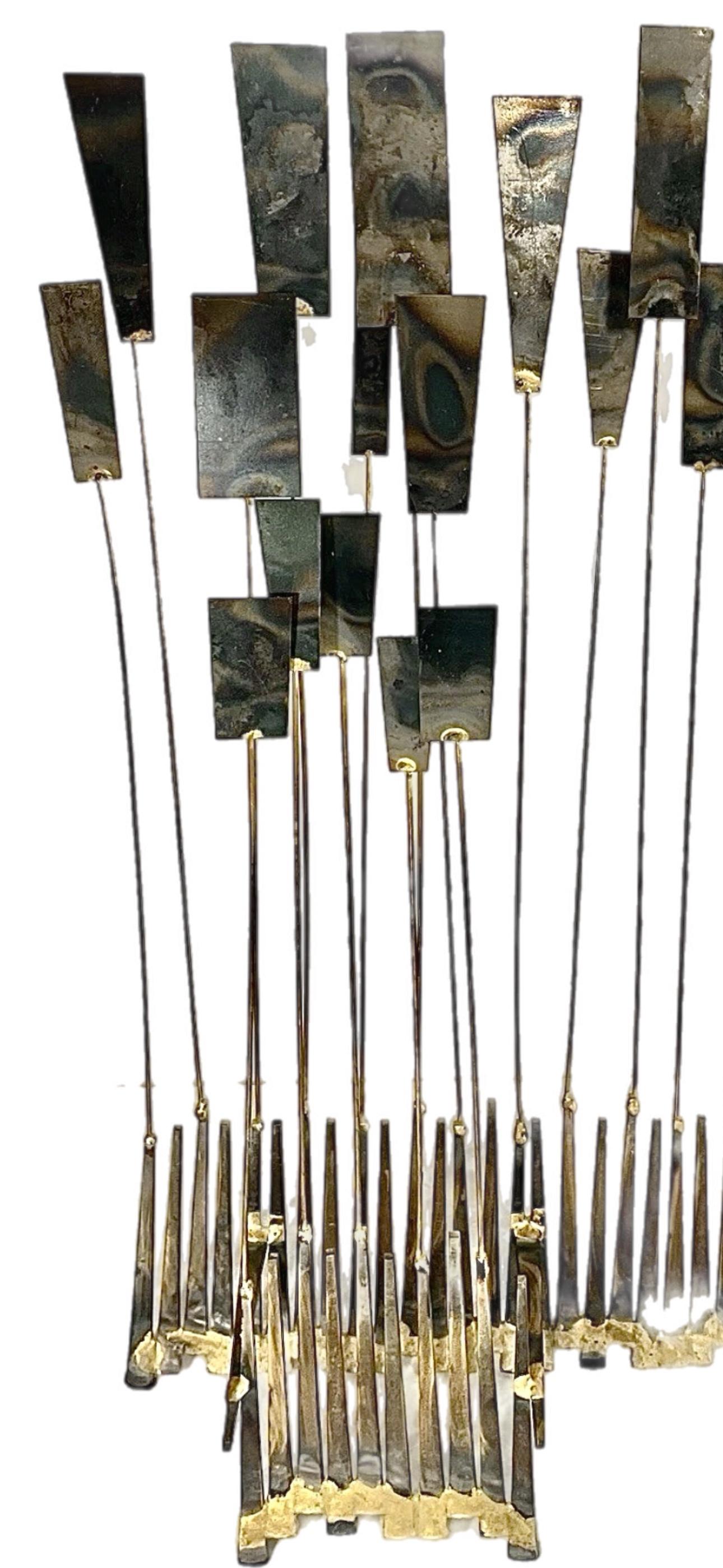 Mid-Century moderno MCM Abstract Brutalist William Bowie Insp Kinetic Metal Nail Art Sculpture in vendita