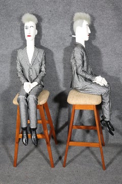 MCM Abstract Pair of Ventriloquists Titled "One Eyed Twin Dummies" by Pat Keck