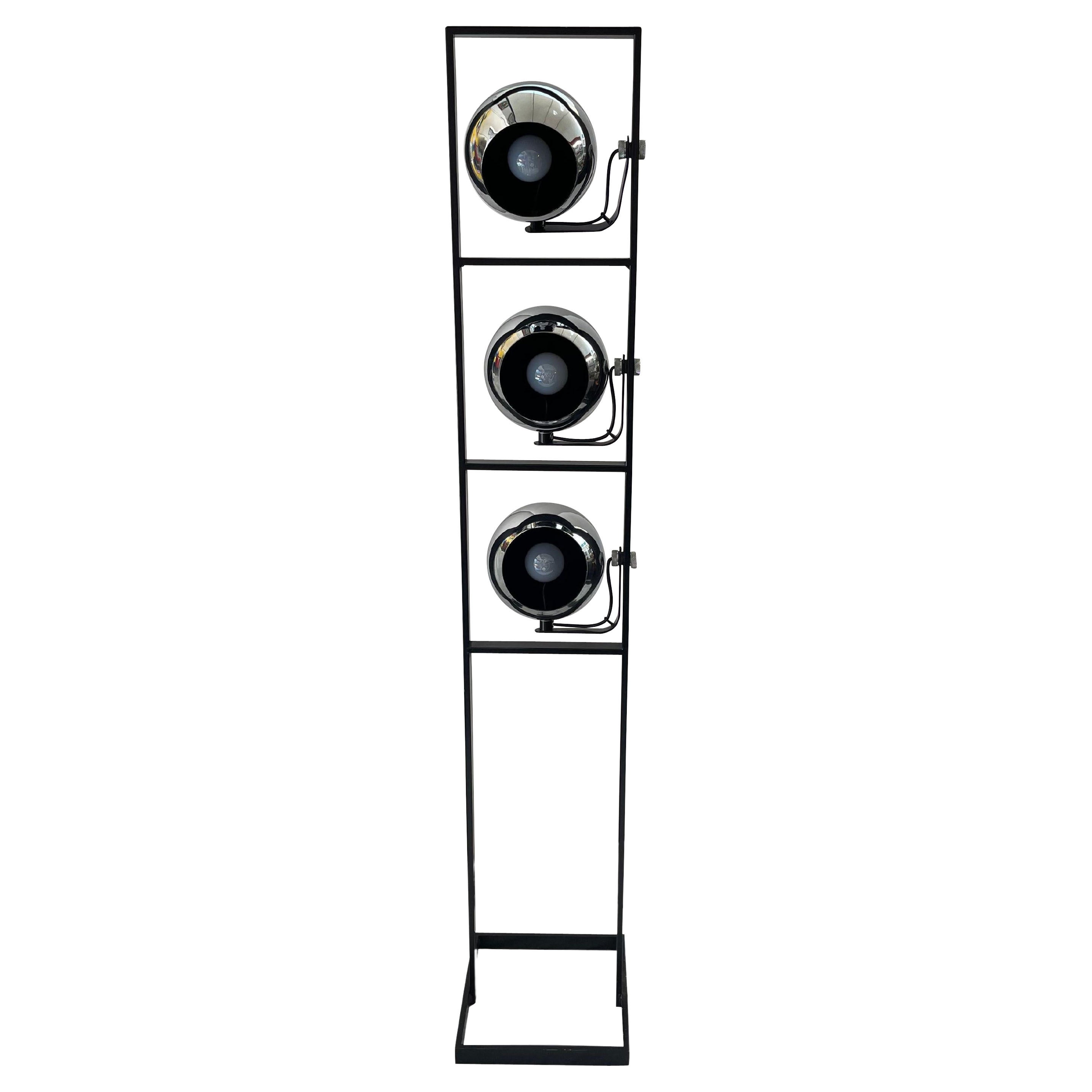 Mcm Adjustable Chrome Eyeball Floor Lamp