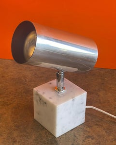 MCM Adjustable Chrome on Marble Table Lamp by Neal Small for Koch & Lowy