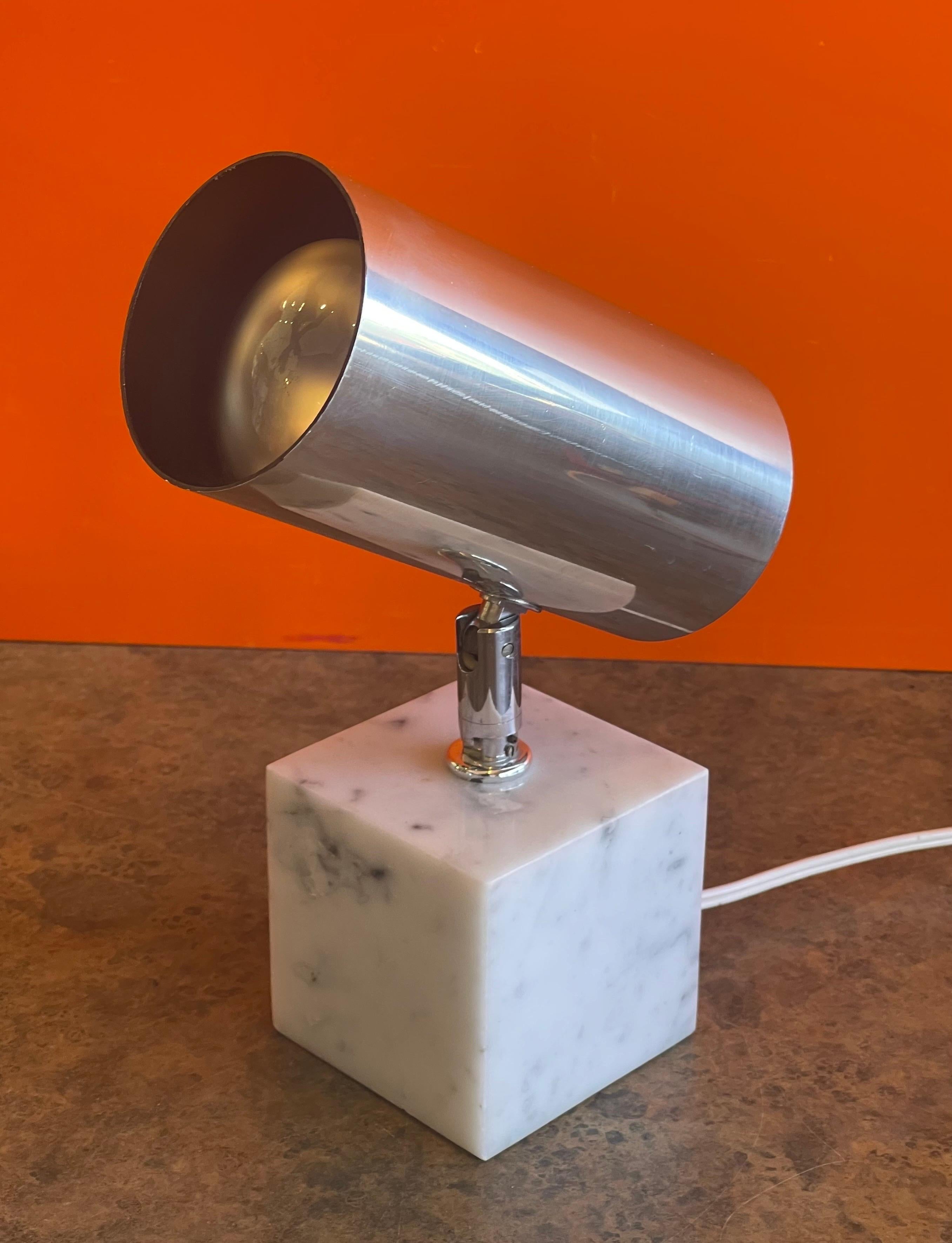 Mid-Century Modern MCM Adjustable Chrome on Marble Table Lamp by Neal Small for Koch & Lowy For Sale