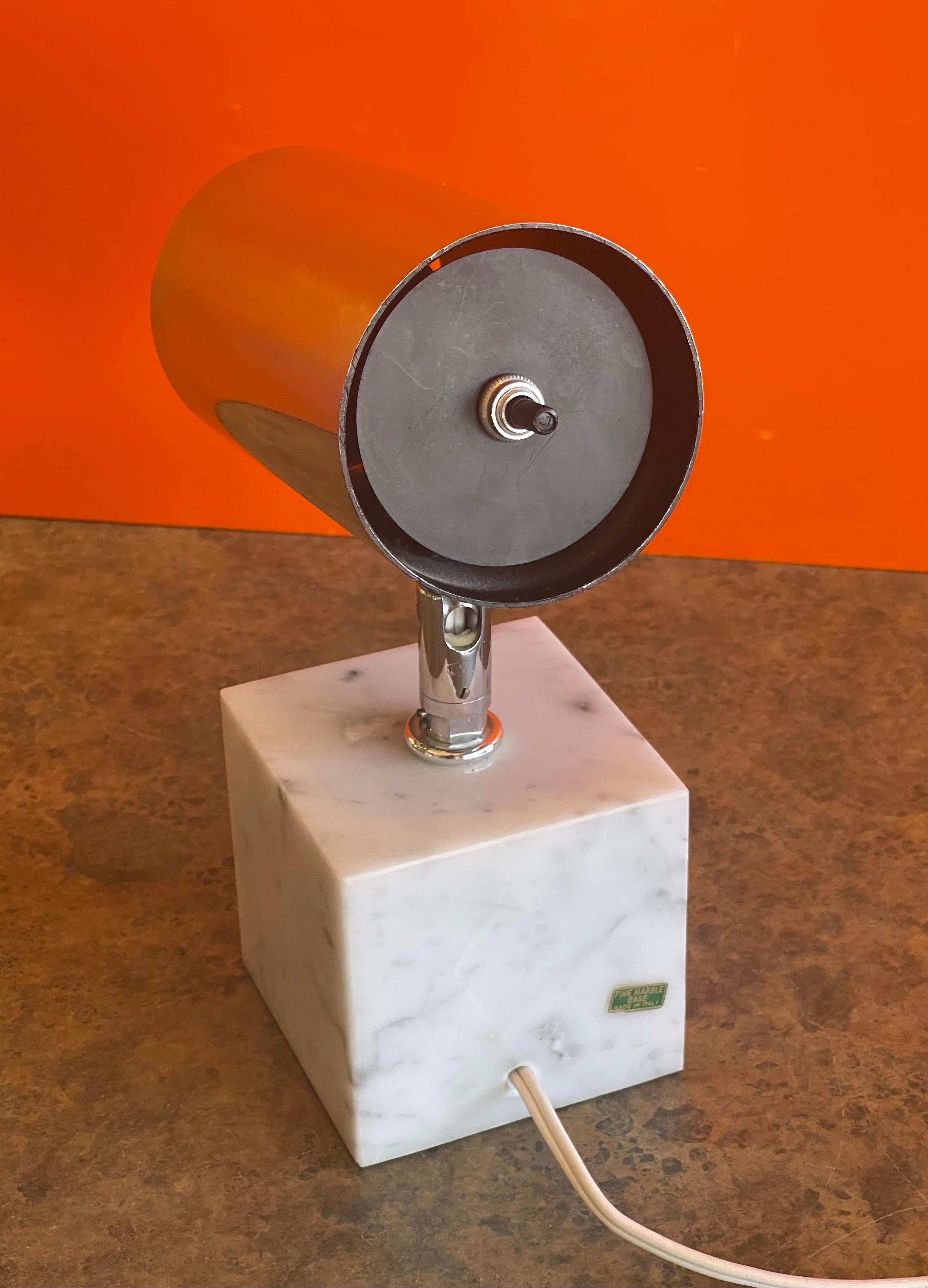 20th Century MCM Adjustable Chrome on Marble Table Lamp by Neal Small for Koch & Lowy For Sale