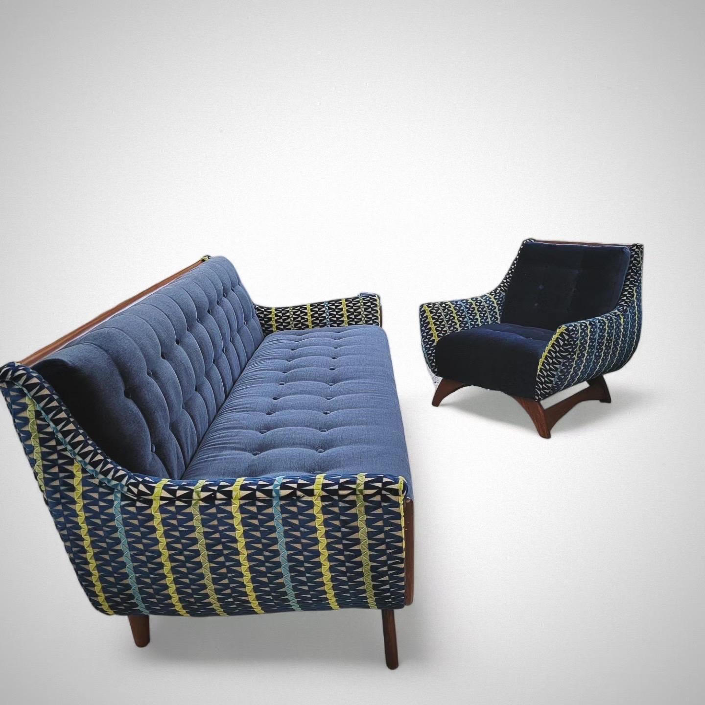 MCM Adrian Pearsall Stil Gondola Sofa & Clubsessel, neu gepolstert (20. Jahrhundert) im Angebot