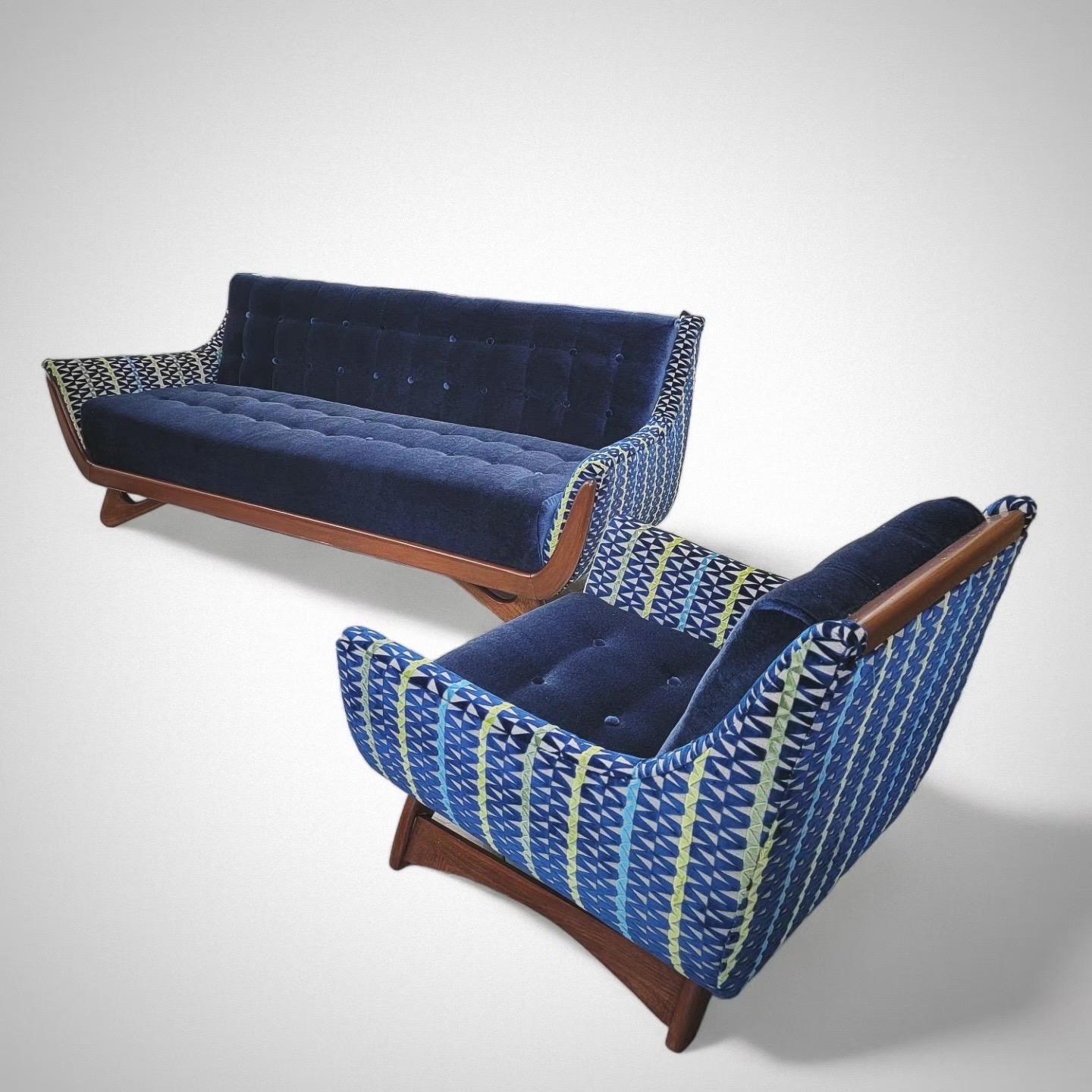 MCM Adrian Pearsall Stil Gondola Sofa & Clubsessel, neu gepolstert im Angebot 1
