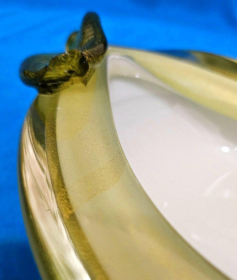 Alfredo Barbini Cuenco de pera escultórico de cristal de Murano con hoja de oro OFERTA DE CIERRE 4