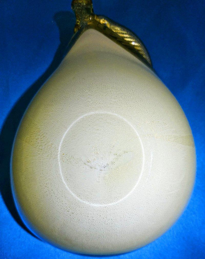 Alfredo Barbini Cuenco de pera escultórico de cristal de Murano con hoja de oro OFERTA DE CIERRE Vidrio