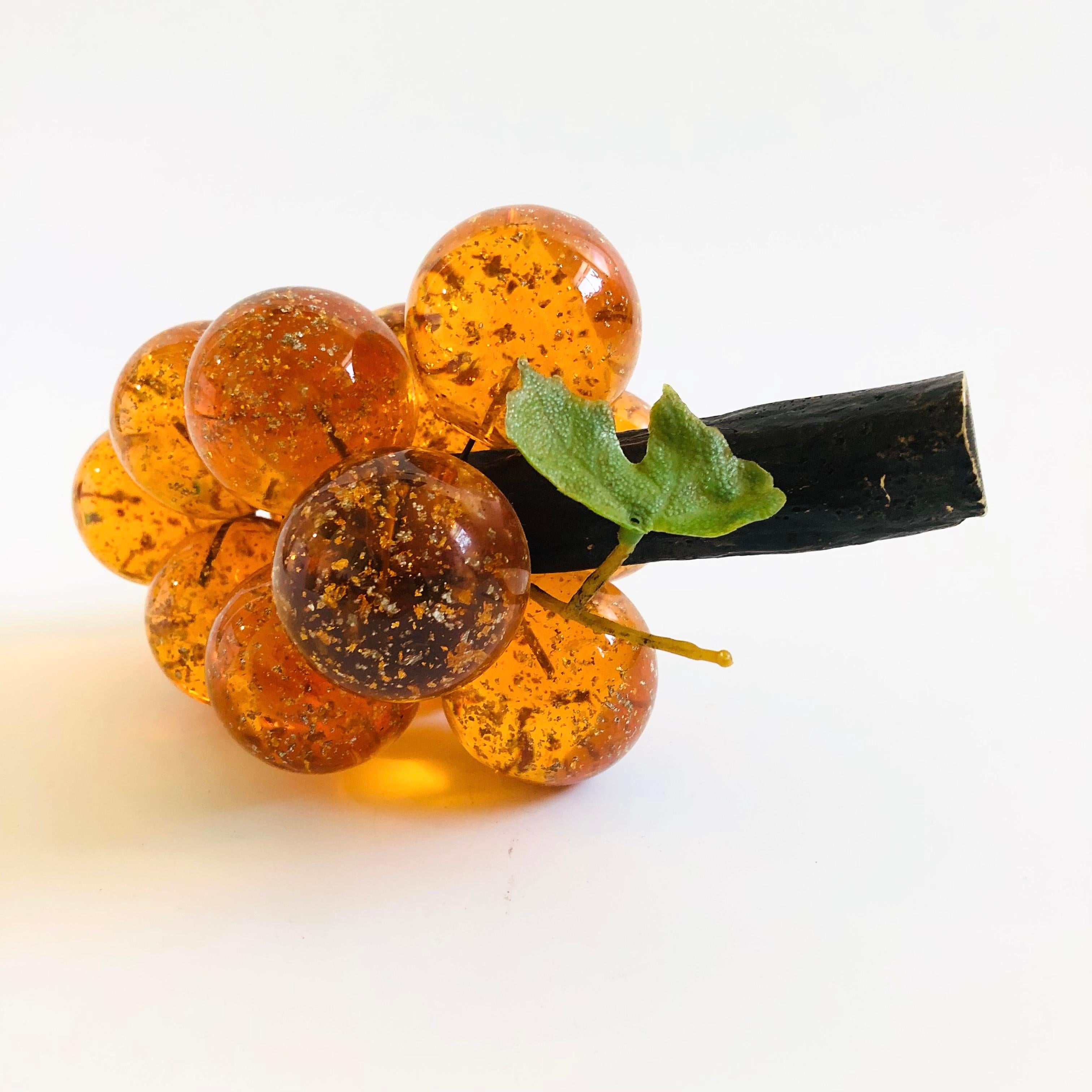 20th Century MCM Amber Lucite Grape Cluster