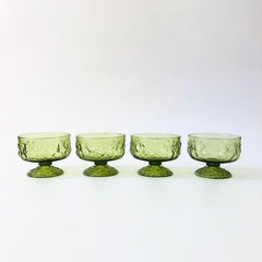 MCM Anchor Hocking Milano Green Coupe Glasses - Set of 4