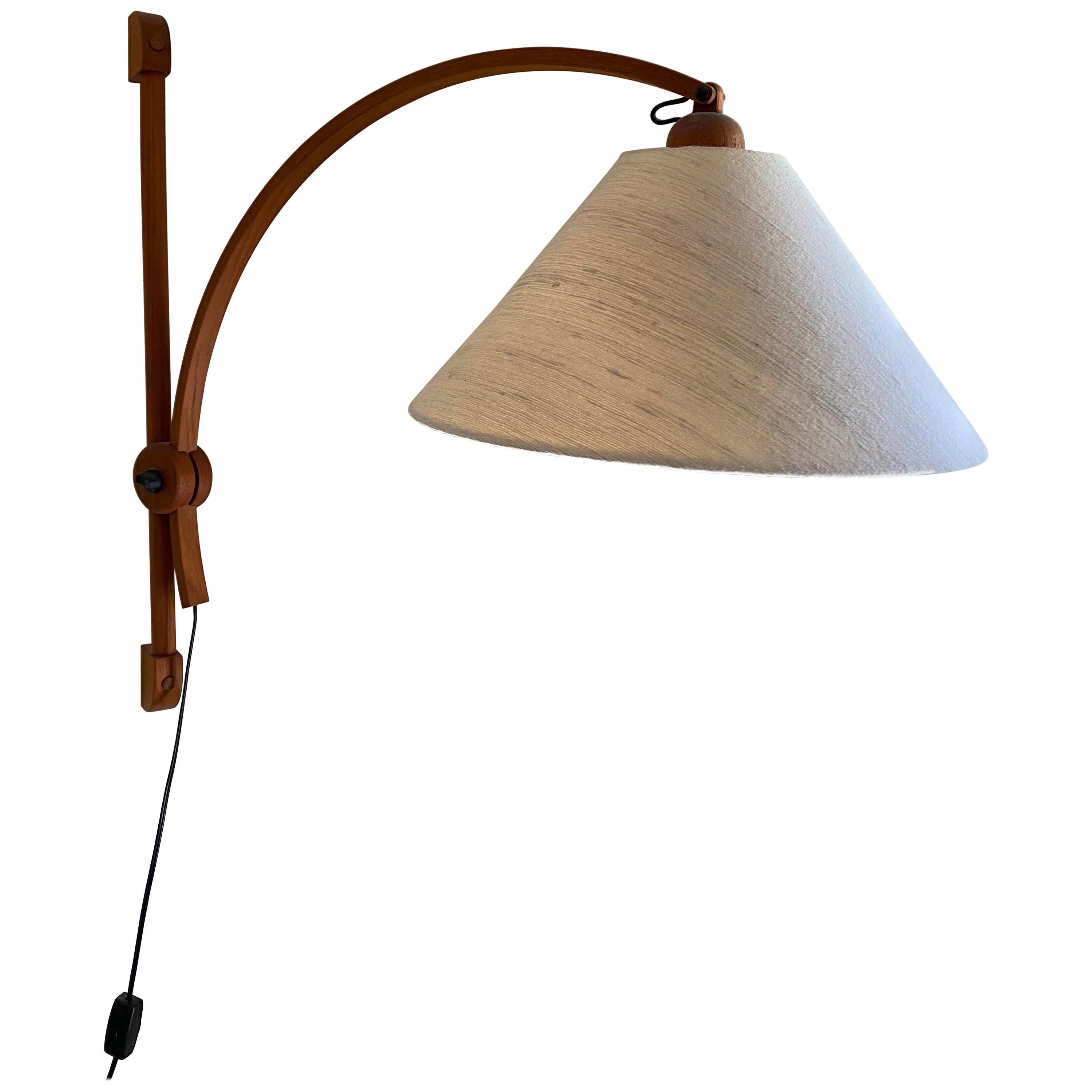 MCM Arched Teak Multi-Directional Wall Lamp / Sconce For Sale